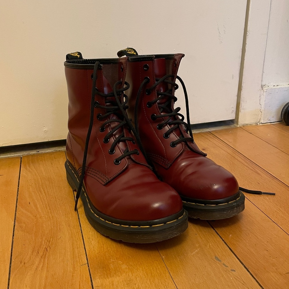 Dr. Martens Women’s 1460 Smooth Leather Lace Up Boots Red